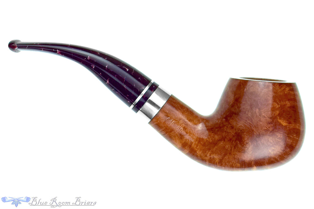 Blue Room Briars is proud to present this Savinelli Bacco 645 KS Bent Apple (6mm Filter) with Nickel Estate Pipe