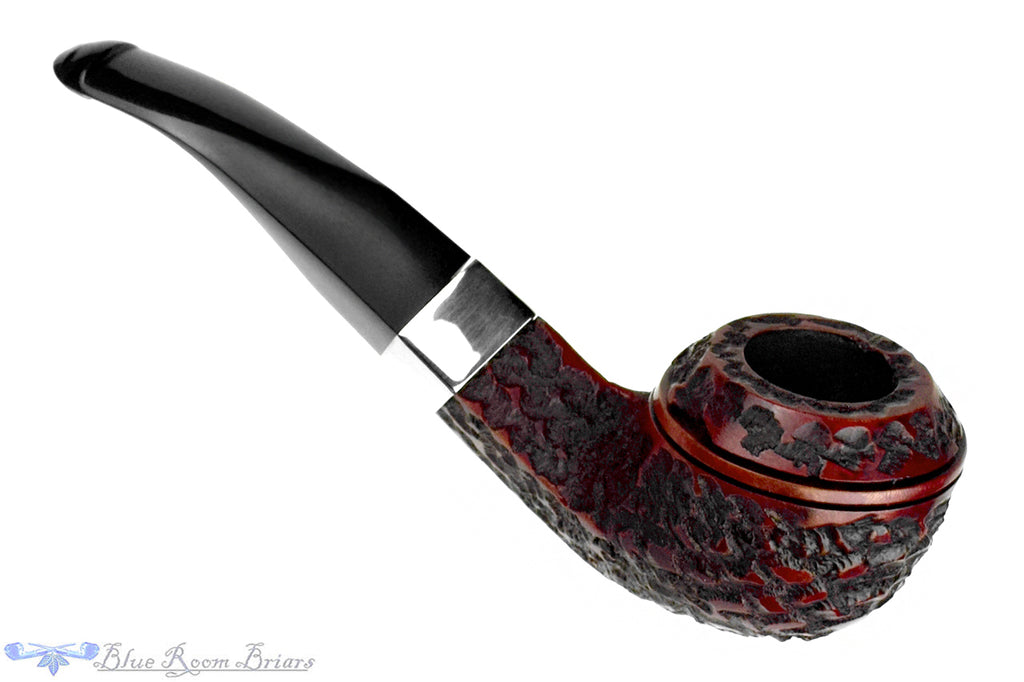 Blue Room Briars is proud to present this Peterson Donegal Rocky 80S Bent Rusticated Bulldog with Nickel and P-Lip UNSMOKED Estate Pipe
