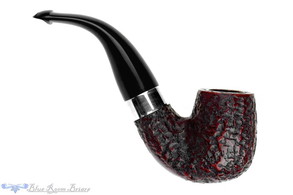 Blue Room Briars is proud to present this Peterson Donegal Rocky X220 Bent Rusticated Billiard with Nickel and P-Lip UNSMOKED Estate Pipe