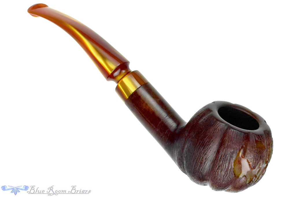 Blue Room Briars is proud to present this Blue Room Briars Pipe 2026 Halloween Bent Carved Glow in the Dark Jack-O'-Lantern