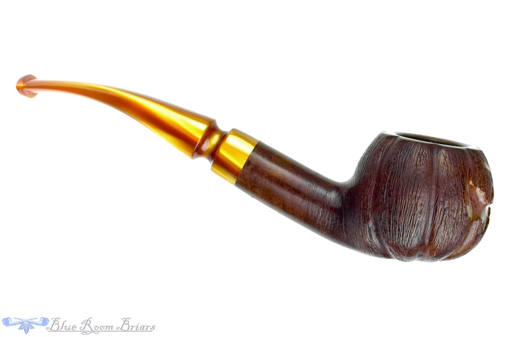 Blue Room Briars is proud to present this Blue Room Briars Pipe 2026 Halloween Bent Carved Glow in the Dark Jack-O'-Lantern