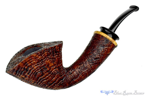 Bill Shalosky Pipe 581 Bent Contrast Blast Brandy with Mammoth Ivory and Brindle