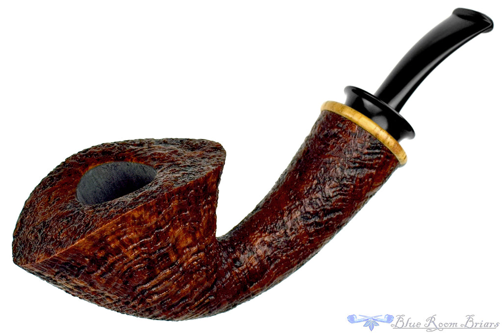 Blue Room Briars is proud to present this Bill Shalosky Pipe 668 Bent Contrast Ring Blast Fan Dublin with Cocobolo