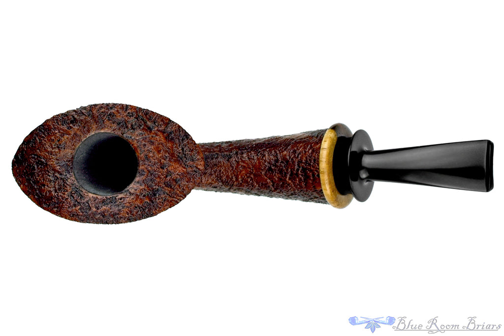 Blue Room Briars is proud to present this Bill Shalosky Pipe 668 Bent Contrast Ring Blast Fan Dublin with Cocobolo