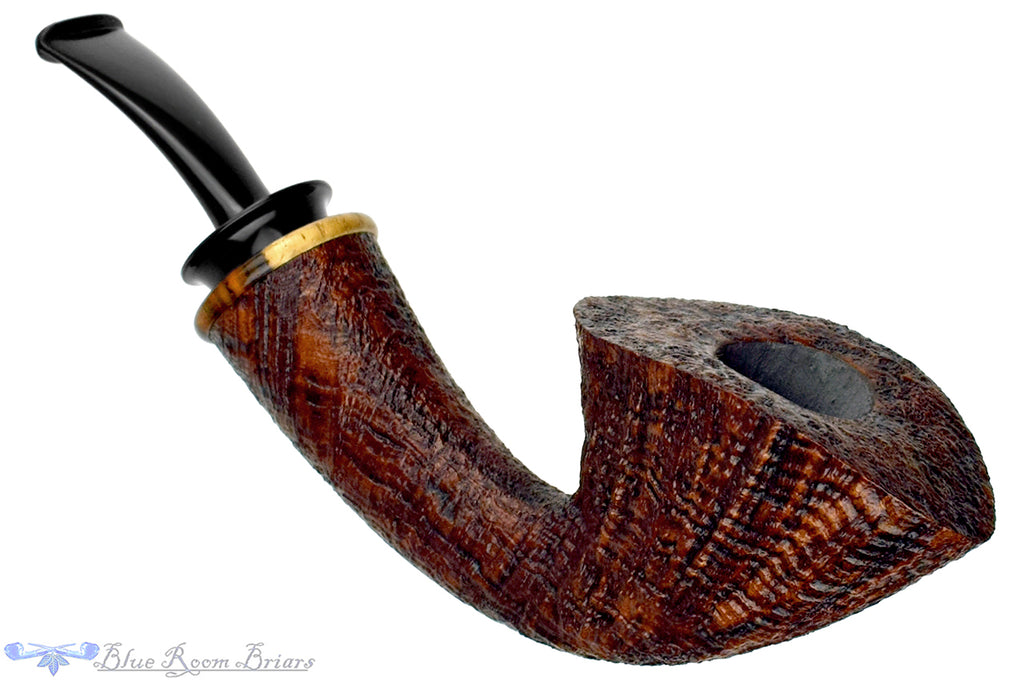Blue Room Briars is proud to present this Bill Shalosky Pipe 668 Bent Contrast Ring Blast Fan Dublin with Cocobolo