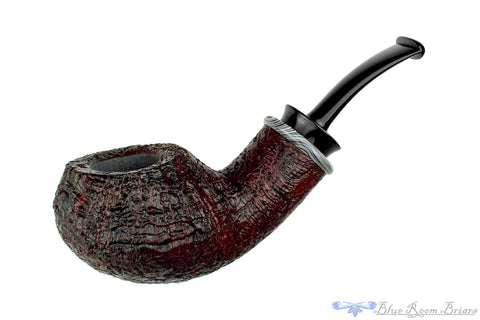 Bill Shalosky Pipe 581 Bent Contrast Blast Brandy with Mammoth Ivory and Brindle