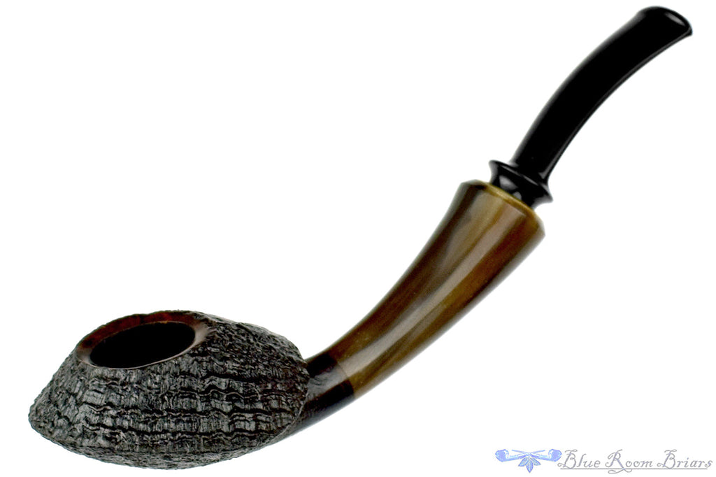 Blue Room Briars is proud to present this David Huber Pipe Bent Sandblast Mushroom with Horn