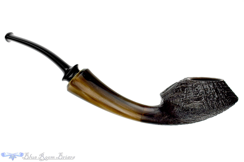 Blue Room Briars is proud to present this David Huber Pipe Bent Sandblast Mushroom with Horn