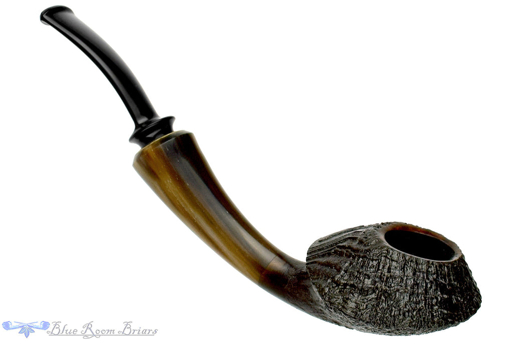 Blue Room Briars is proud to present this David Huber Pipe Bent Sandblast Mushroom with Horn