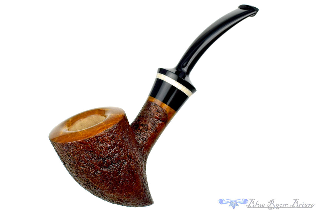 Blue Room Briars is proud to present this Russ Cook Pipe 2307 Sandblast Pickaxe with Ivorite