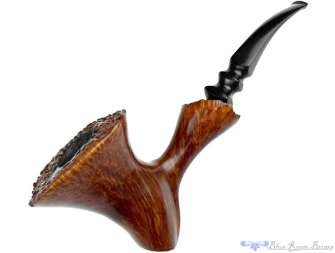 Andrei Kadnikov Bent Smooth Contrast Pear with Teardrop Shank and Plateaux Estate Pipe