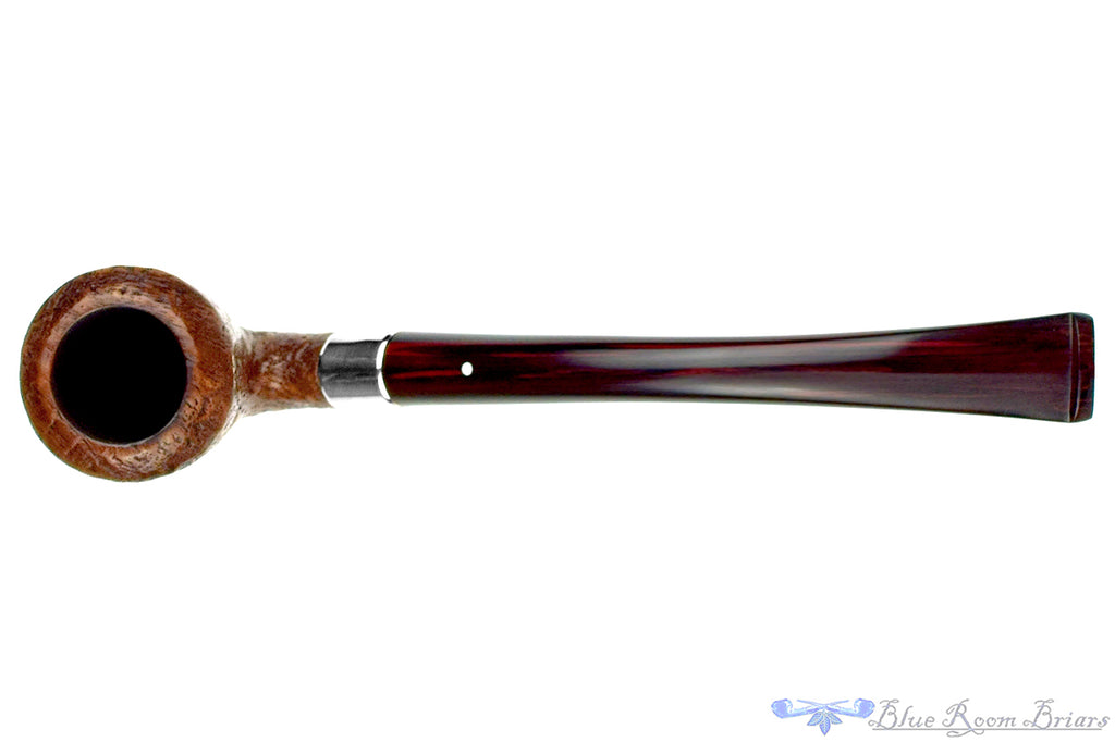 Blue Room Briars is proud to present this Dunhill's The White Spot Bent Sandblast Pickaxe with Silver and Brindle Estate Pipe