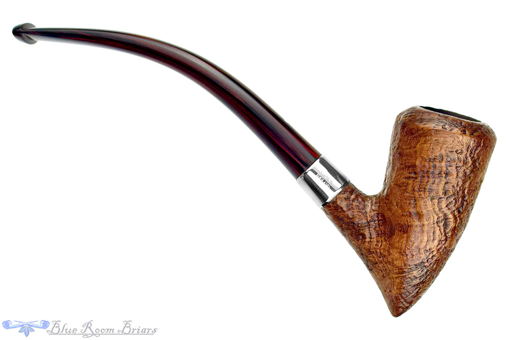 Blue Room Briars is proud to present this Dunhill's The White Spot Bent Sandblast Pickaxe with Silver and Brindle Estate Pipe