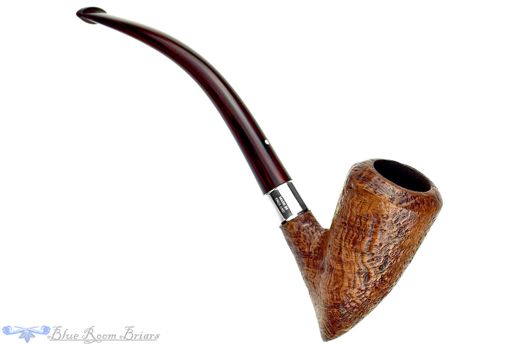 Blue Room Briars is proud to present this Dunhill's The White Spot Bent Sandblast Pickaxe with Silver and Brindle Estate Pipe
