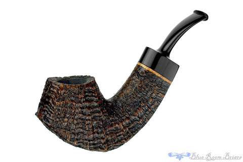 Bill Shalosky Pipe 581 Bent Contrast Blast Brandy with Mammoth Ivory and Brindle