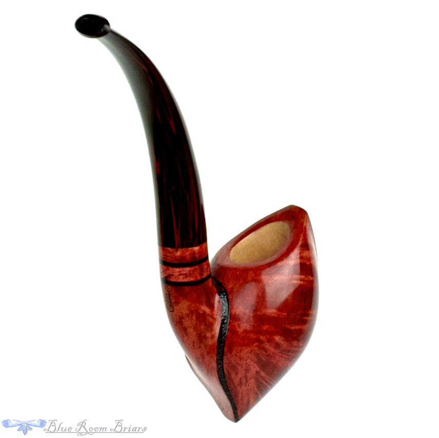 Blue Room Briars is proud to present this Alexa Pipe Full Bent Freehand with Acrylic Stand