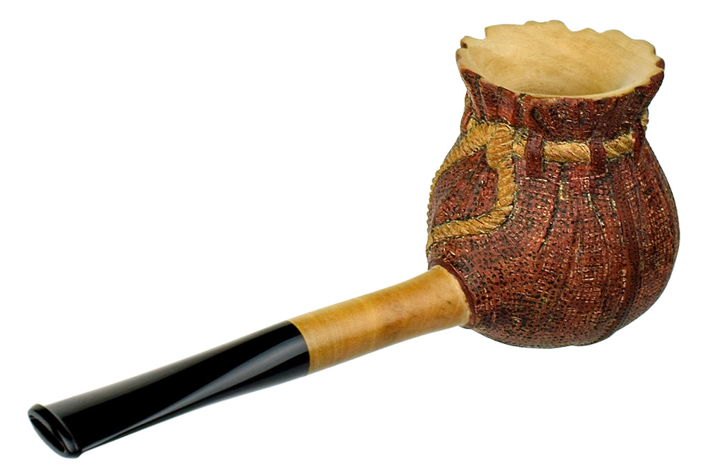 Blue Room Briars is proud to present this Alexa Pipe Olive Wood Carved Tobacco Pouch