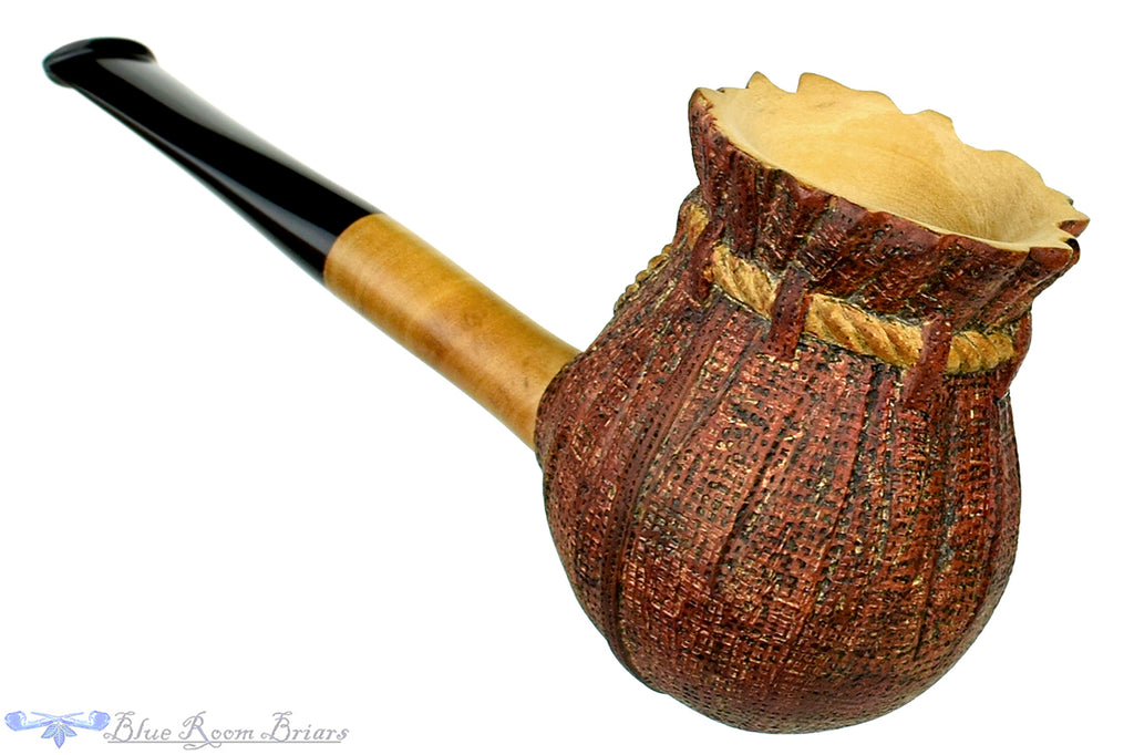 Blue Room Briars is proud to present this Alexa Pipe Olive Wood Carved Tobacco Pouch