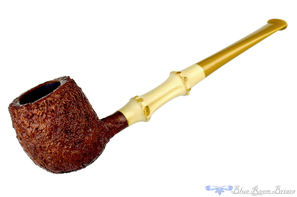 Blue Room Briars is proud to present this Nate King Pipe 388 Brown Blast Apple with Bamboo and Bakelite