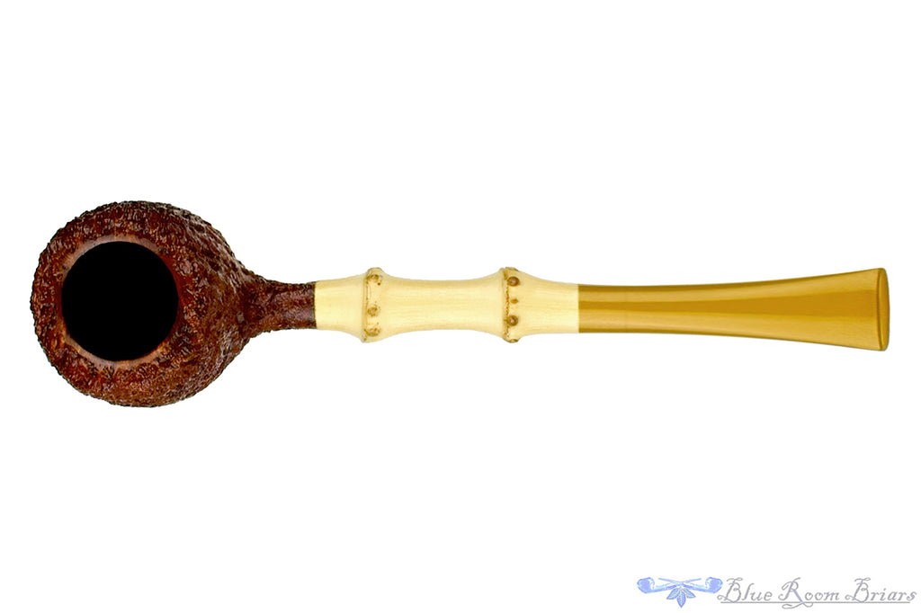 Blue Room Briars is proud to present this Nate King Pipe 388 Brown Blast Apple with Bamboo and Bakelite