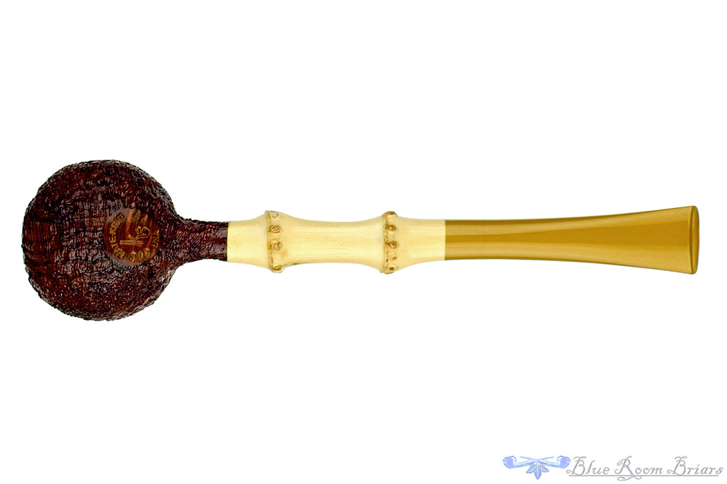 Blue Room Briars is proud to present this Nate King Pipe 388 Brown Blast Apple with Bamboo and Bakelite