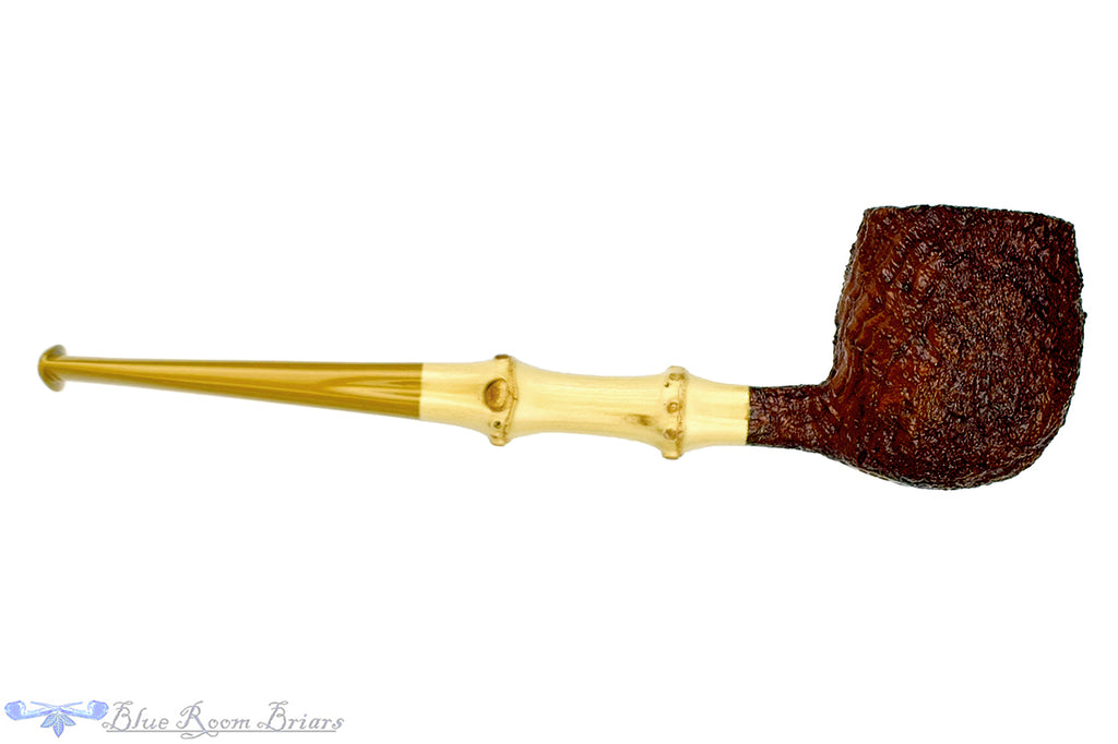 Blue Room Briars is proud to present this Nate King Pipe 388 Brown Blast Apple with Bamboo and Bakelite