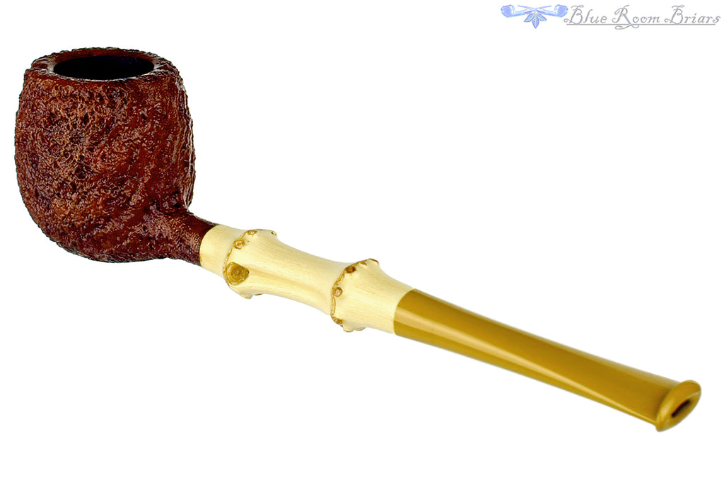 Blue Room Briars is proud to present this Nate King Pipe 388 Brown Blast Apple with Bamboo and Bakelite