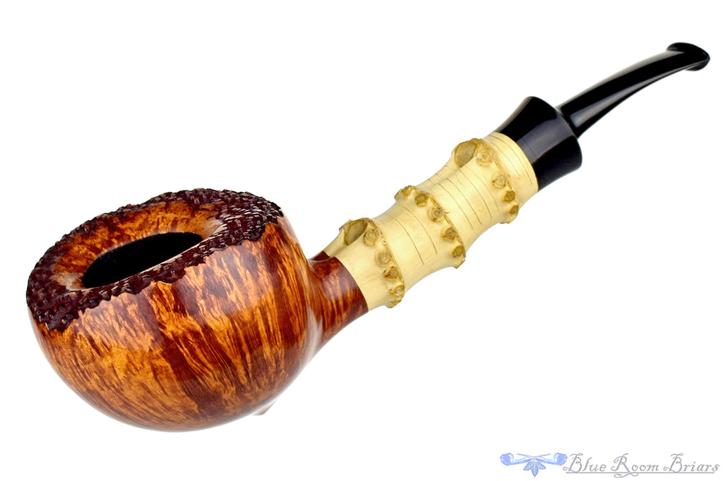 Blue Room Briars is proud to present this Jesse Jones Pipe Large Bamboo Acorn with Plateau