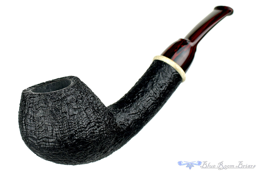 Blue Room Briars is proud to present this Bill Shalosky Pipe 360 1/4 Bent Ring Blast Teapot with Antler