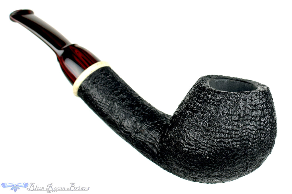 Blue Room Briars is proud to present this Bill Shalosky Pipe 360 1/4 Bent Ring Blast Teapot with Antler