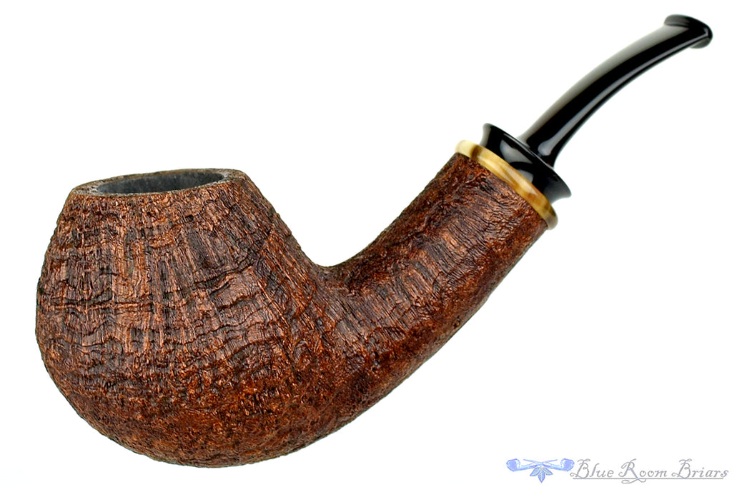 Blue Room Briars is proud to present this Bill Shalosky Pipe 361 1/2 Bent Ring Blast Apple with Horn