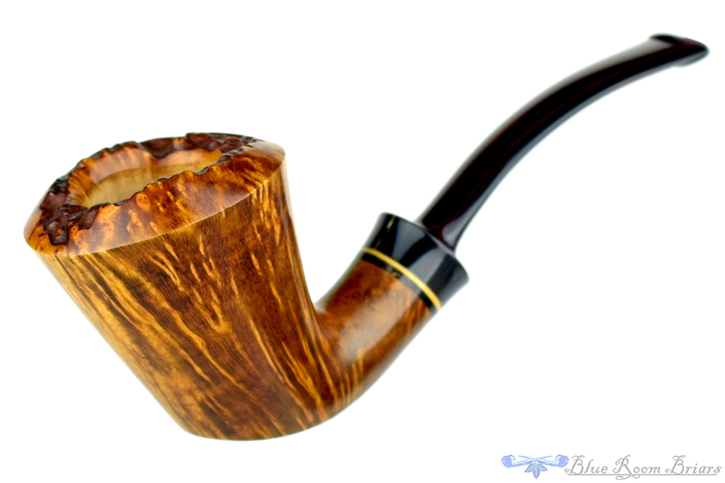 Blue Room Briars is proud to present this Marek Kando Pipe 1/4 Bent Dublin with Buffalo Horn