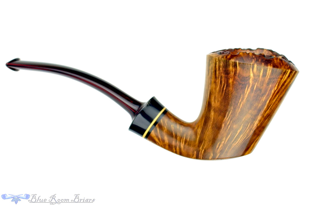 Blue Room Briars is proud to present this Marek Kando Pipe 1/4 Bent Dublin with Buffalo Horn