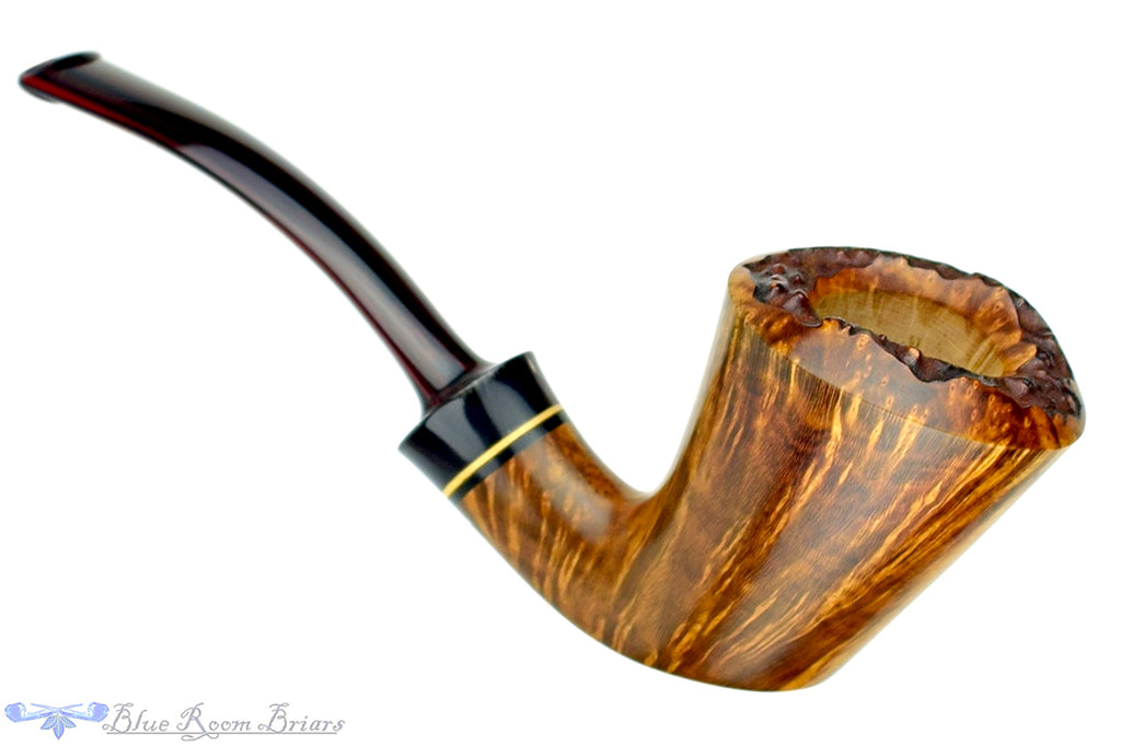 Blue Room Briars is proud to present this Marek Kando Pipe 1/4 Bent Dublin with Buffalo Horn