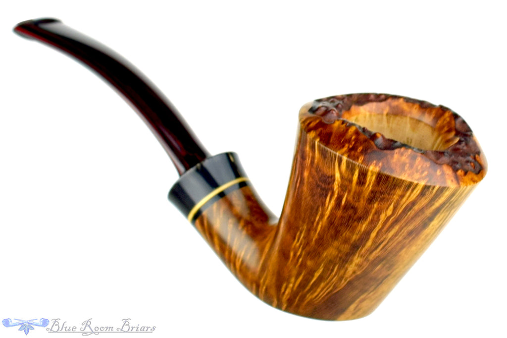 Blue Room Briars is proud to present this Marek Kando Pipe 1/4 Bent Dublin with Buffalo Horn