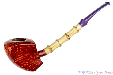 Nate King Pipe 870 Natural Crosscut Sandblast Smitty's Billiard with Jaguar Ebonite Stem