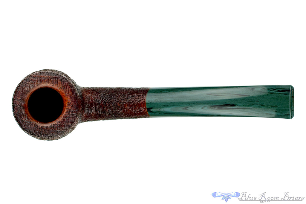 Blue Room Briars is proud to present this Jesse Jones Pipe 1/4 Bent Sandblast Billiard with Jade Brindle