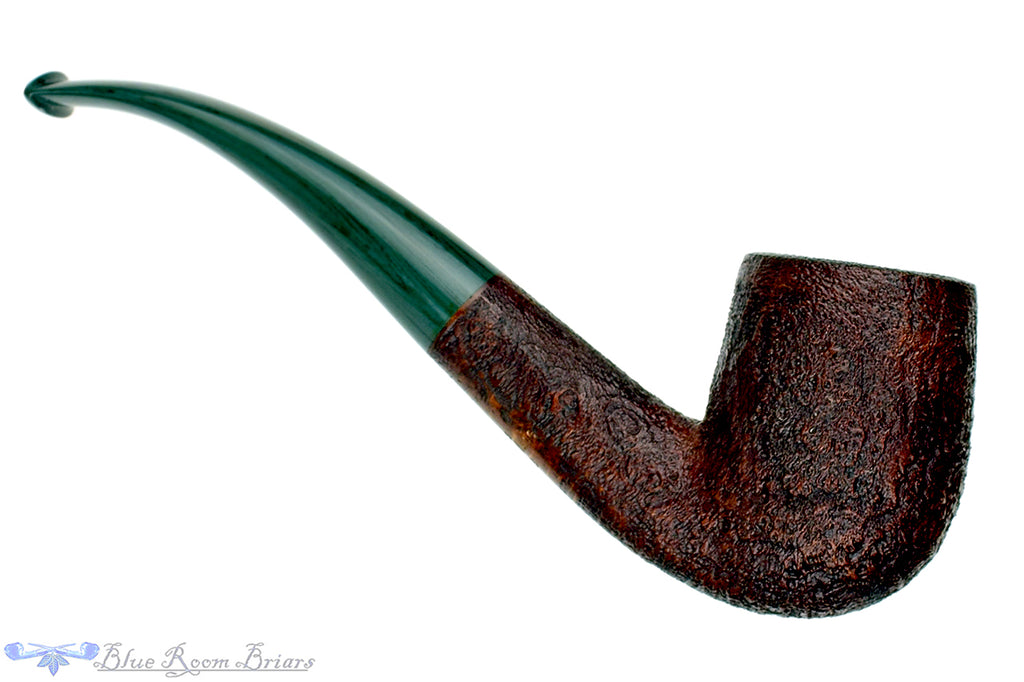 Blue Room Briars is proud to present this Jesse Jones Pipe 1/4 Bent Sandblast Billiard with Jade Brindle