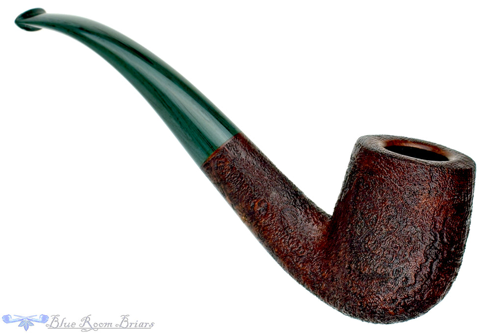 Blue Room Briars is proud to present this Jesse Jones Pipe 1/4 Bent Sandblast Billiard with Jade Brindle