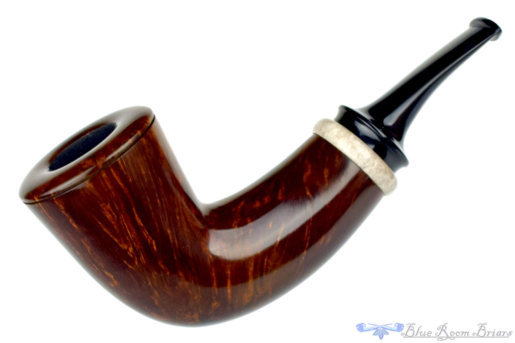 Blue Room Briars is proud to present this Thomas James Pipe Fat Smooth Dublin with Moose Antler