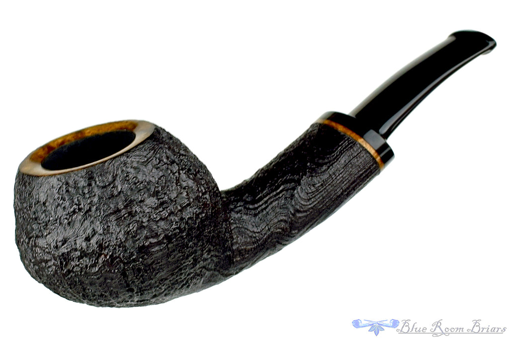 Blue Room Briars is proud to present this Jerry Crawford Pipe 1/4 Bent Black Blast Teapot with Oval Shank