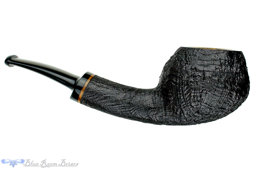 Blue Room Briars is proud to present this Jerry Crawford Pipe 1/4 Bent Black Blast Teapot with Oval Shank