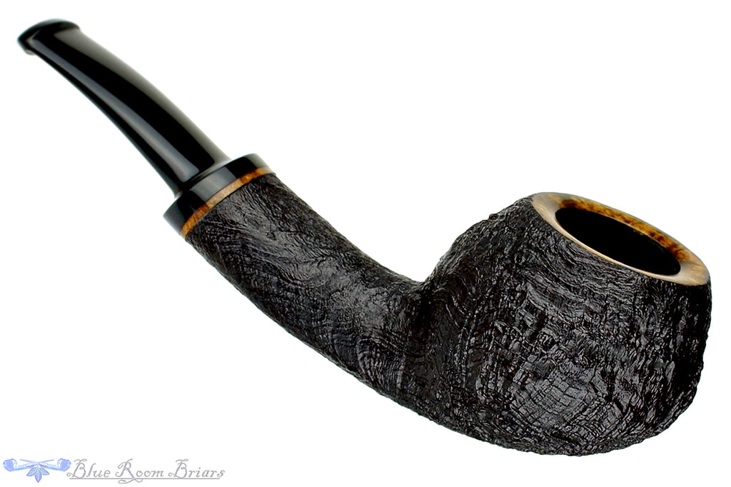Blue Room Briars is proud to present this Jerry Crawford Pipe 1/4 Bent Black Blast Teapot with Oval Shank
