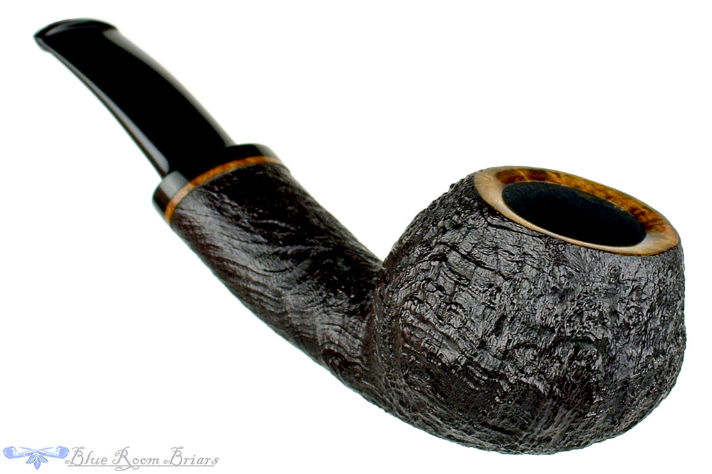 Blue Room Briars is proud to present this Jerry Crawford Pipe 1/4 Bent Black Blast Teapot with Oval Shank