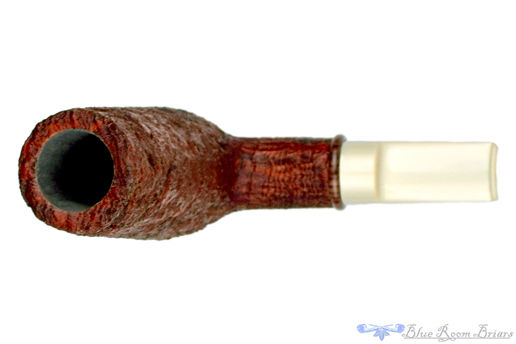 Blue Room Briars is proud to present this Bill Shalosky Pipe 369 Sandblast Scalp Torcher with Kingwood and Custom Bamboo Tamper