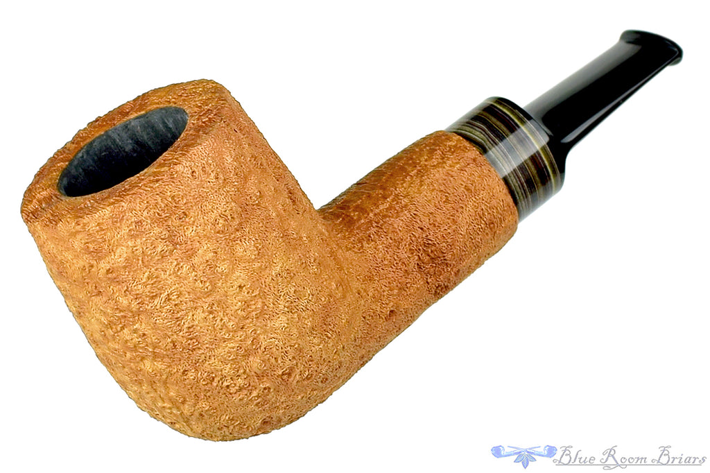 Blue Room Briars is proud to present this Bill Shalosky Pipe 377 Tan Blast Billiard with Fordite