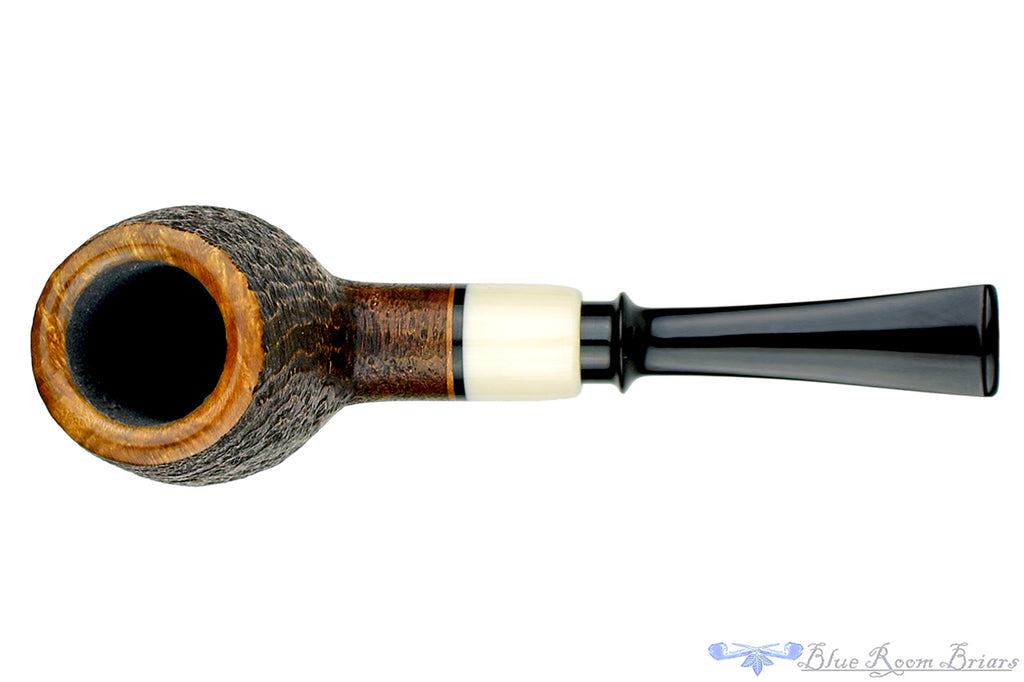 Blue Room Briars is proud to present this Charl Goussard Pipe Sandblast Danish Billiard with Faux Ivory