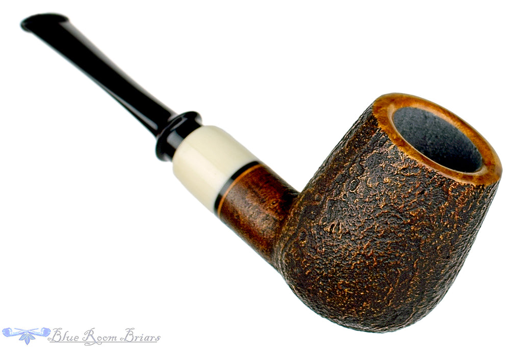 Blue Room Briars is proud to present this Charl Goussard Pipe Sandblast Danish Billiard with Faux Ivory