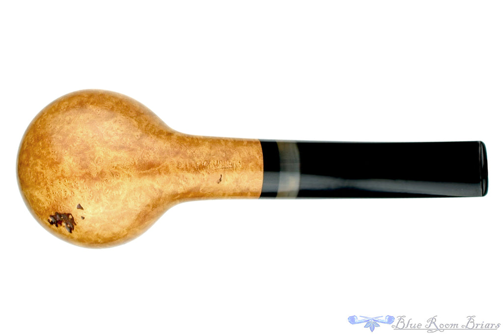 Blue Room Briars is proud to present this Charl Goussard Pipe Half Saddle Apple with Kudu Horn
