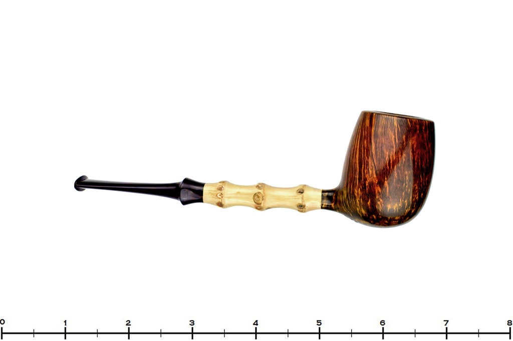 Blue Room Briars is proud to present this Nate King Pipe 442 Smooth Billiard with Bamboo and Brindle